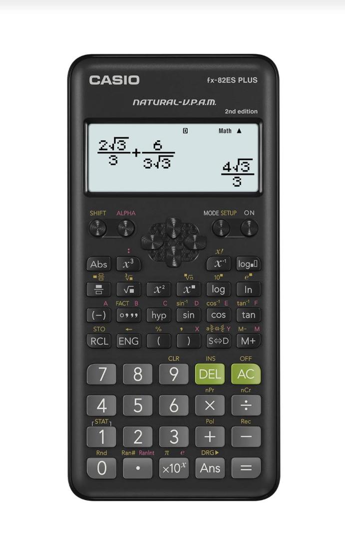 Casio Scientific Calculator FX-82ES Plus – Black With Case